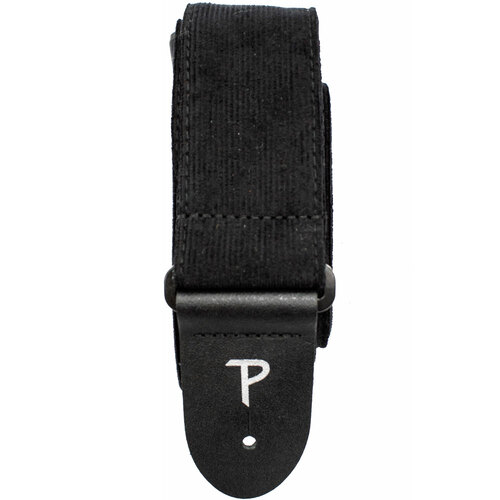 Perris 2" Corduroy Guitar Strap in Black with Black Leather ends