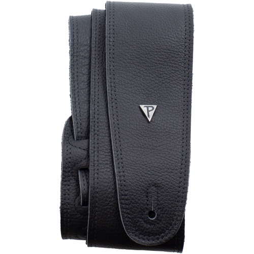 Perris 3" Deluxe Double-Stitched Leather Bass Guitar Strap in Black