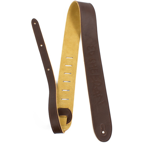 Perris 2" Deluxe Soft Italian Brown Garment Leather "Ed Sheeran" Embossed Licensed Guitar Strap