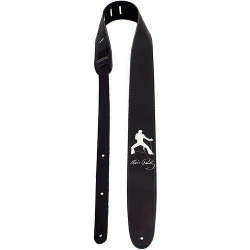 Perris 2.5" Leather "Elvis - Silhouette" High Res Print on Black Licensed Guitar Strap