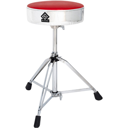 Dixon Double Braced Round Drum Throne in Metallic Finish with Red Top