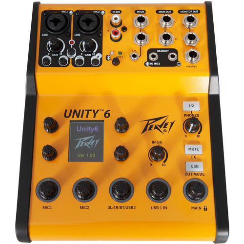 Peavey Unity Series "UNITY-6" Digital 6-Channel Mixer with Bluetooth