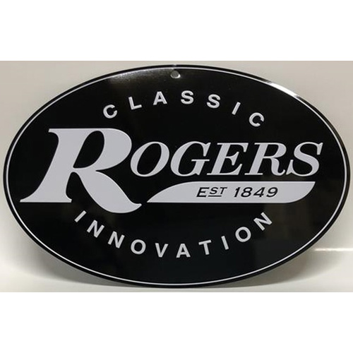 Rogers Metal Logo Sign in Black & Silver (30 x 20cm)