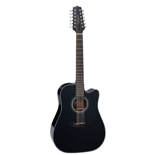 Takamine G30 Series 12 String Dreadnought AC/EL Guitar with Cutaway in Black Gloss Finish 