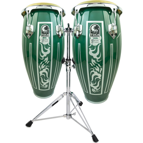 Toca 11 & 11"-3/4" Elite Pro Series Wooden Conga Set in Eldorado Green