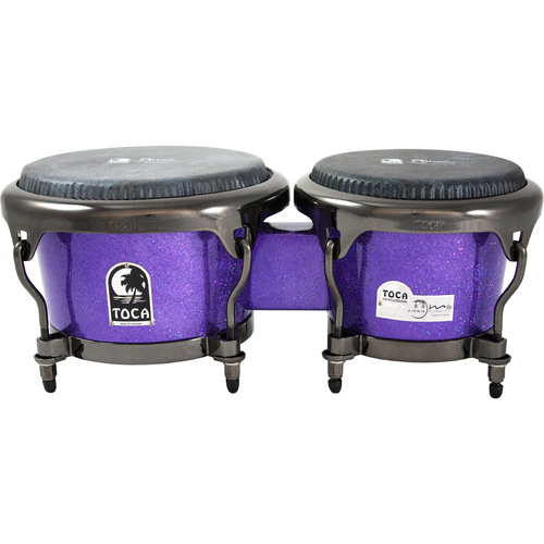 Toca Signature Series Jimmie Morales 7 & 8-1/2" Fiberglass Bongos in Purple Sparkle