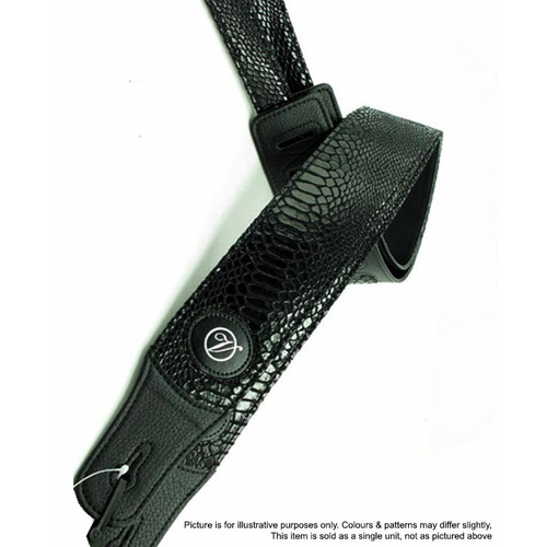 Vorson Black Skin Patterned Guitar Strap with Leather Ends