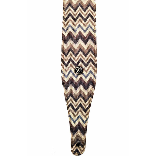 Vorson Linen Fabric Guitar Strap in Grey/Brown Zig Zag Pattern