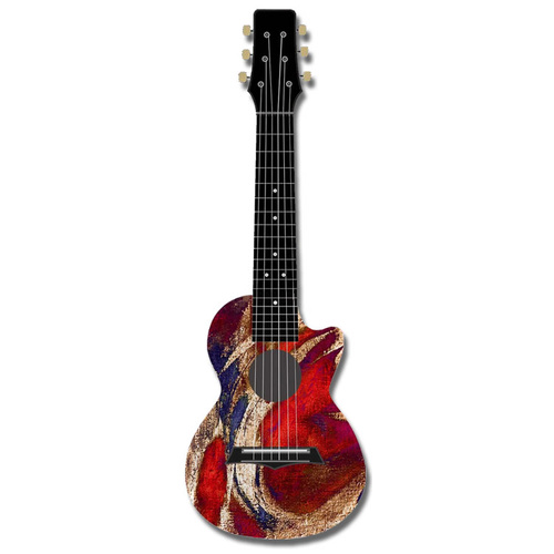 Kealoha Guitalele in Abstract Red Swirl Design with Black ABS Resin Body