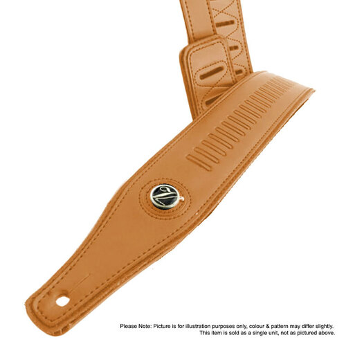 Vorson High Quality Tan Leather Guitar Strap with Stamped Bullet Pattern