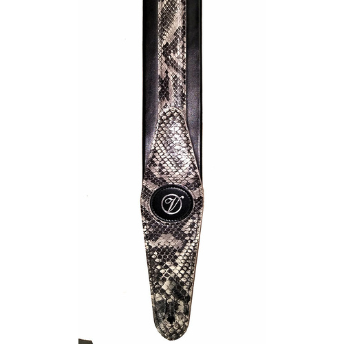 Vorson Black & Snake Skin Pattern Padded Leather Guitar Strap
